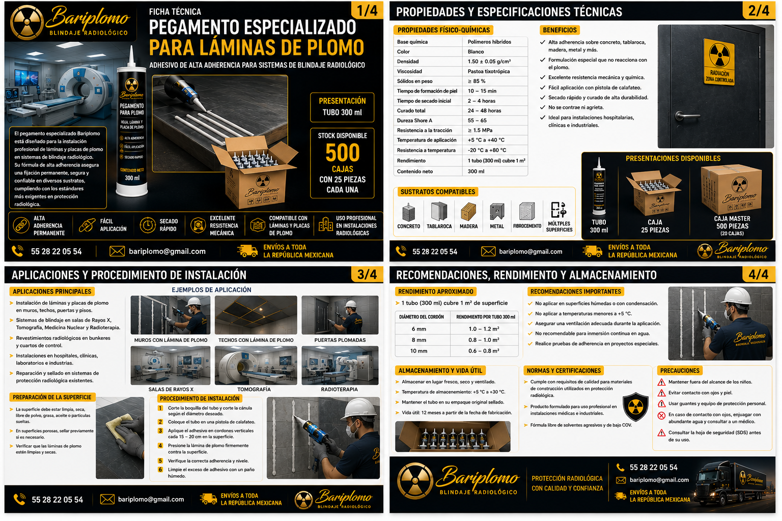 Ficha técnica pegamento para colocar plomo